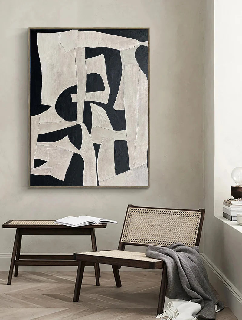 Black & Beige Wabi Sabi Textured Wall Art #VS023