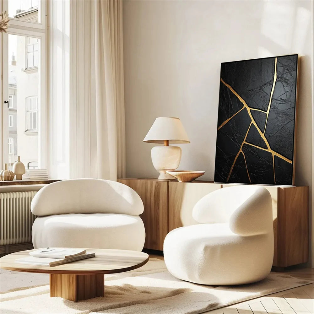 Black Minimalist Textured Canvas Art #WZ070