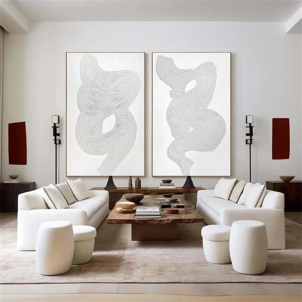 White Minimalist Wall Art Set of 2 #WM044