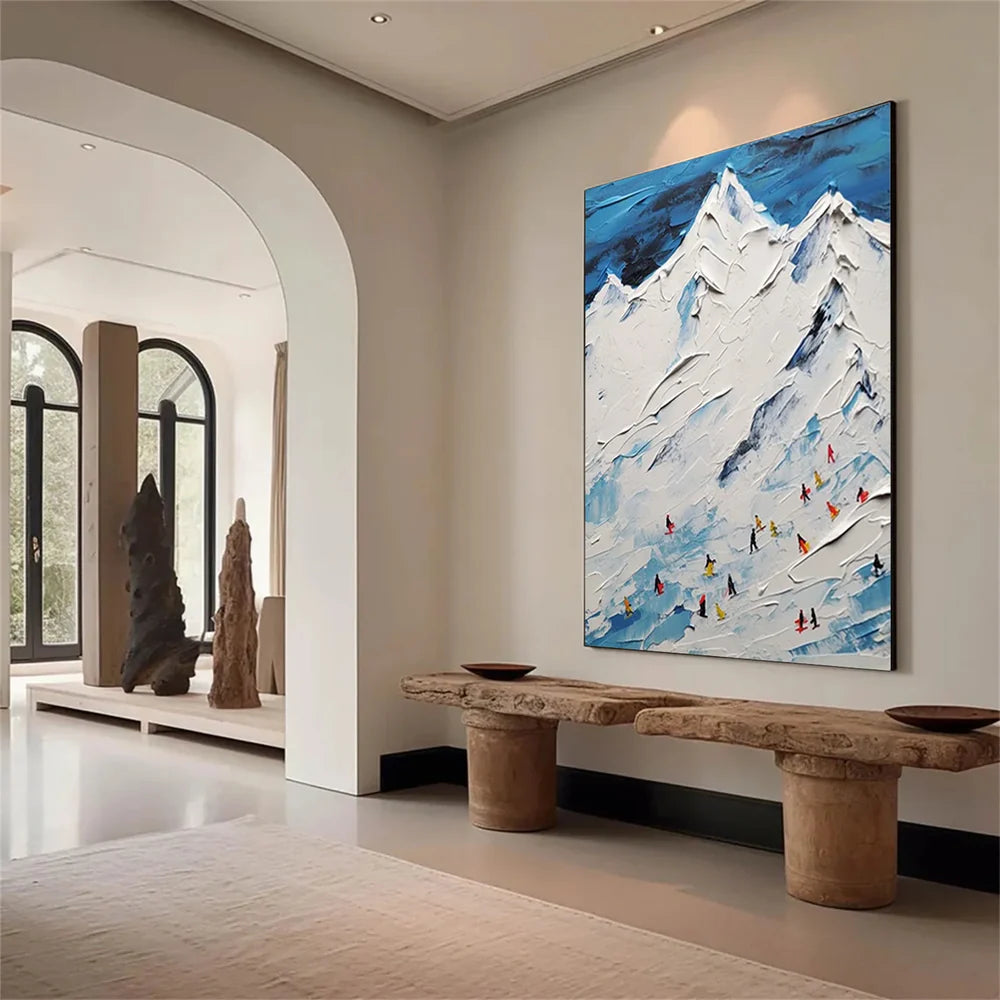 Skiing Sport Textured Canvas Painting #PB011