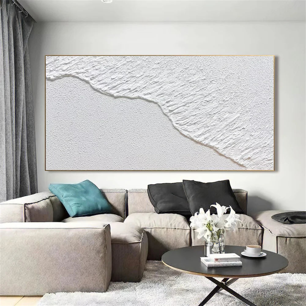 White Minimalist Textured Wall Art #WM019