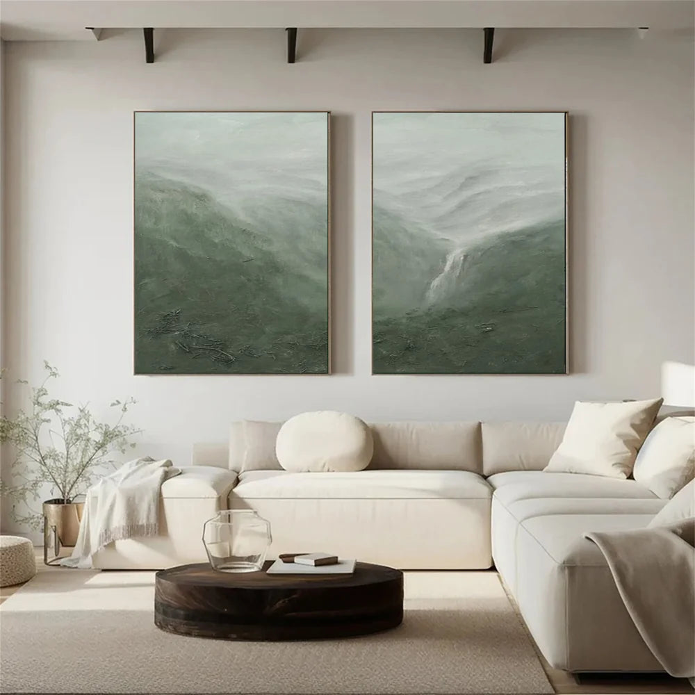Green Abstract Mountain Canvas Art #BT017