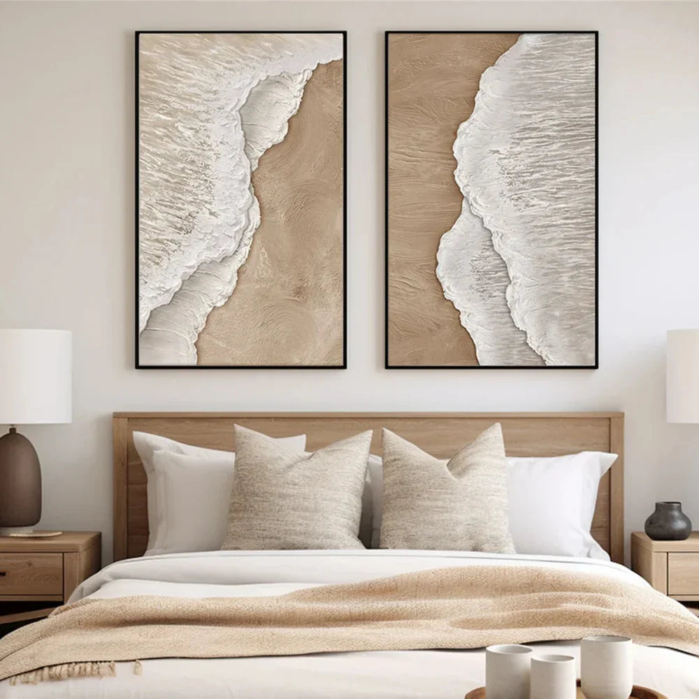 Minimalist Ocean And Sky Textured Canvas Art Set of 2 #OC004