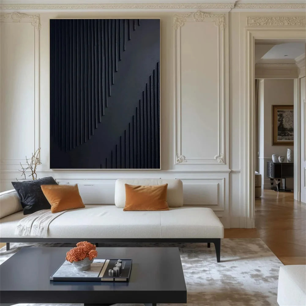 Black Minimalist Textured Canvas Art #WZ079