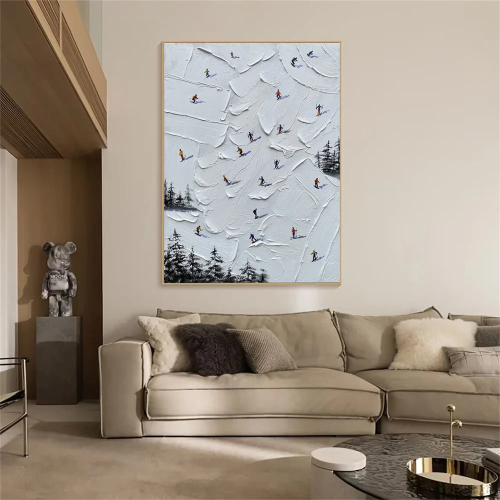 Skiing Sport Textured Canvas Painting #PB013