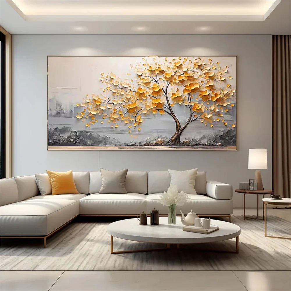 Abstract Flower And Tree Textured Canvas Art #MF007