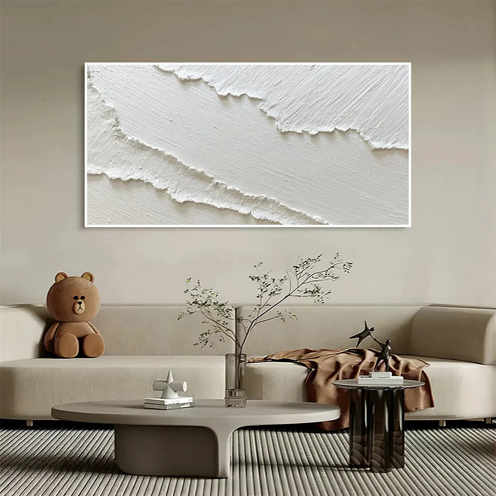 White Minimalist Textured Wall Art #WM058