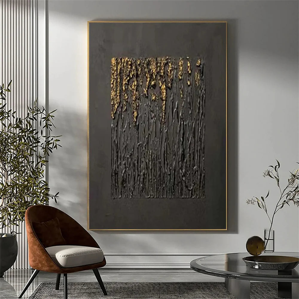 Black Minimalist Textured Canvas Art #WZ035