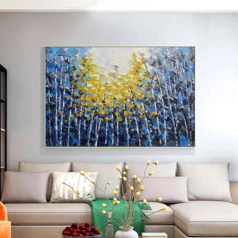 Colorful Abstract Flower And Tree Textured Canvas Art #MF046