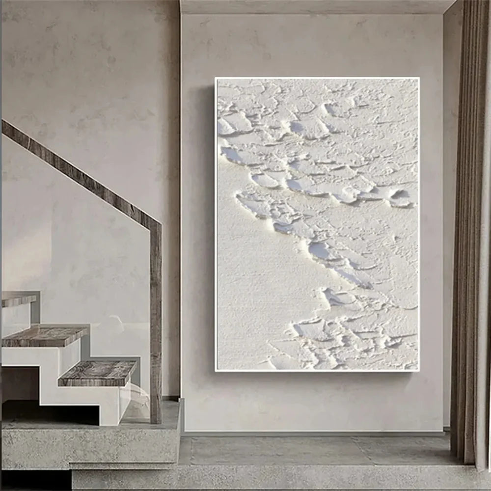 White Minimalist Textured Wall Art #WM074