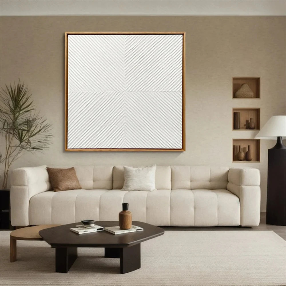 White Minimalist Textured Wall Art #WM079