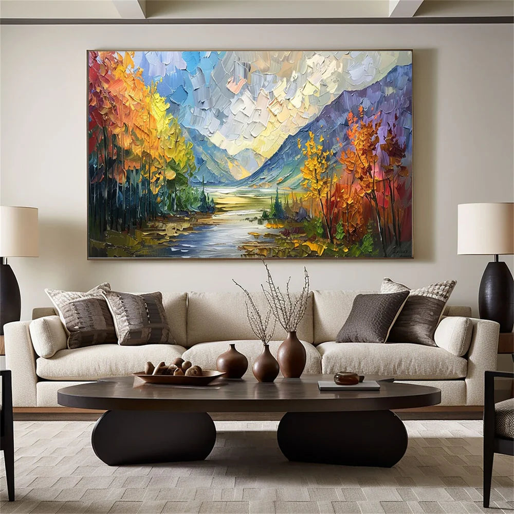 Colorful Abstract Flower And Tree Textured Canvas Art #MF063