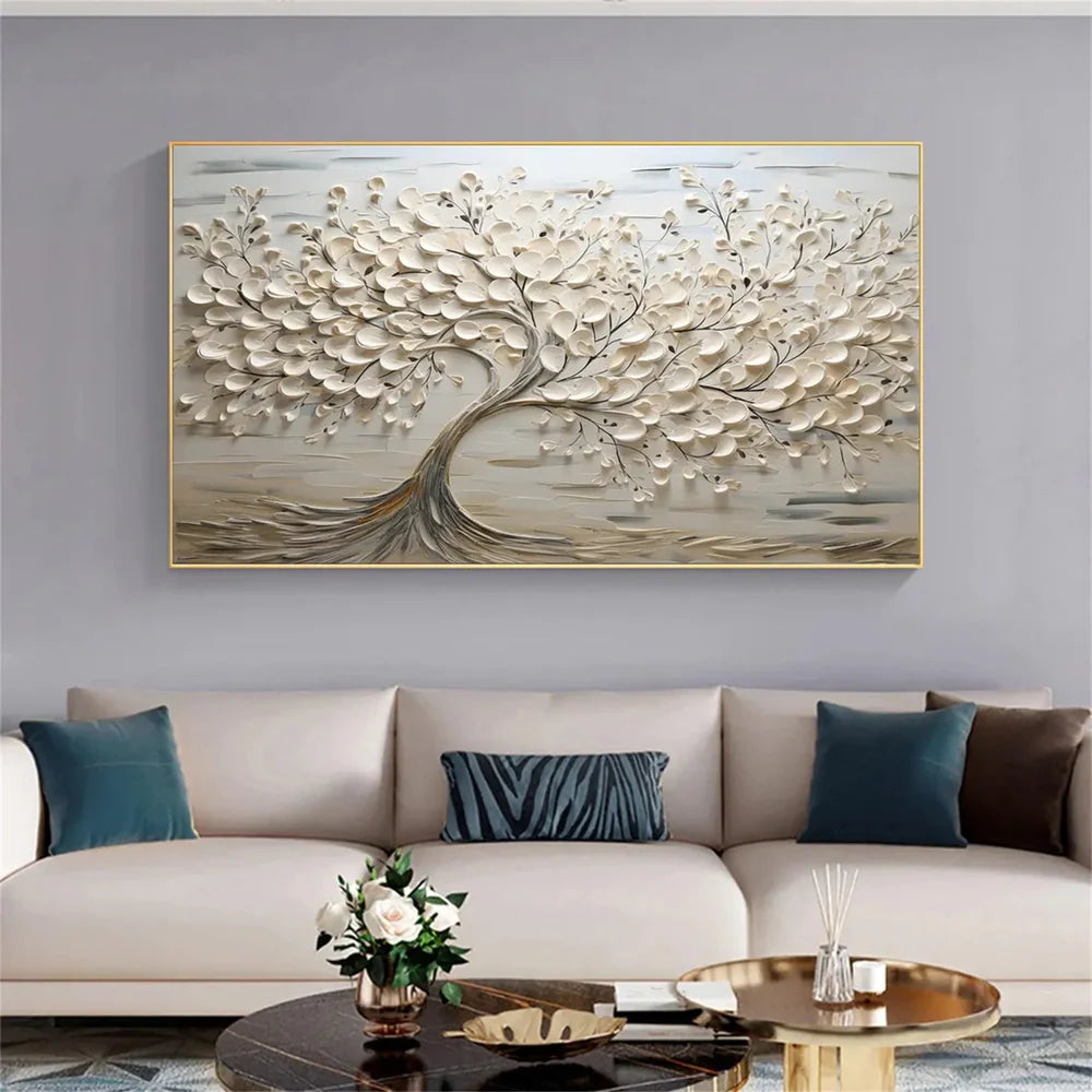 Abstract Flower And Tree Textured Canvas Art #MF029