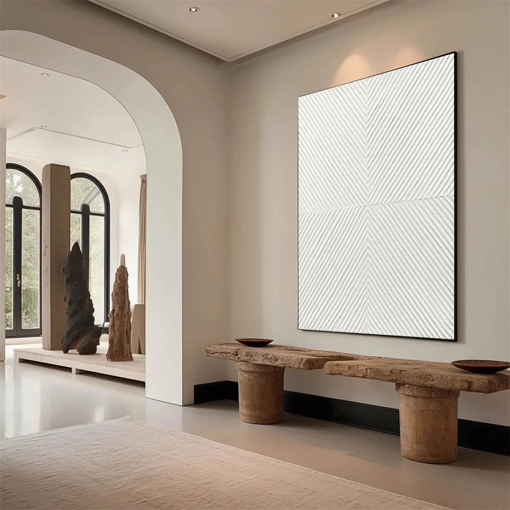 White Minimalist Textured Wall Art #WM071