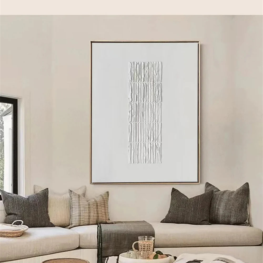 White Minimalist Textured Wall Art #WM073