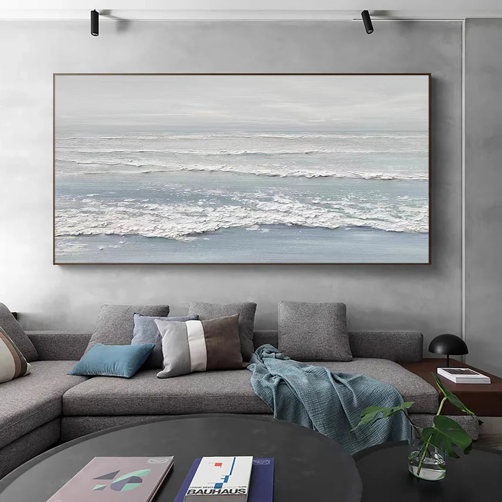 Minimalist Ocean And Sky Textured Canvas Art #OC047