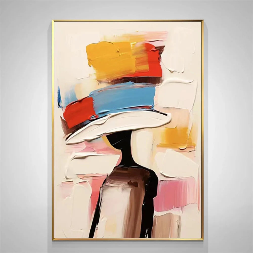 Colorful Abstract Portrait Textured Wall Art # LA010