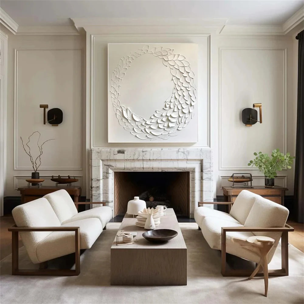 White Minimalist Textured Wall Art #WM063
