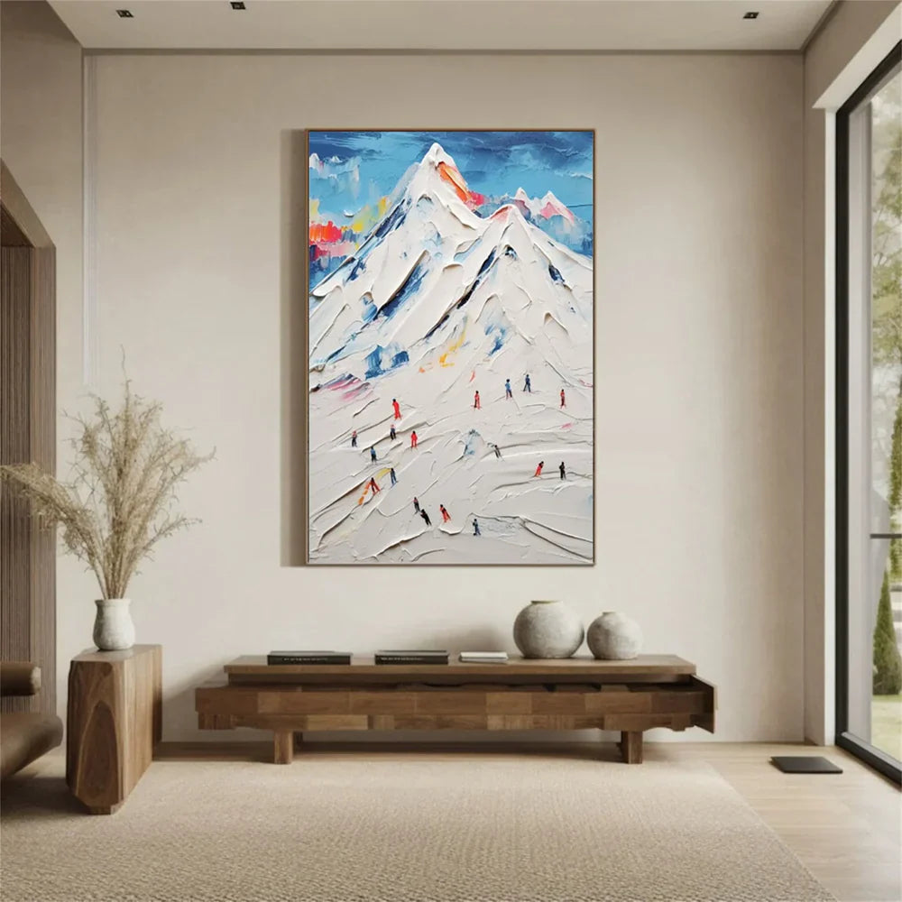 Skiing Sport Textured Canvas Painting #PB005