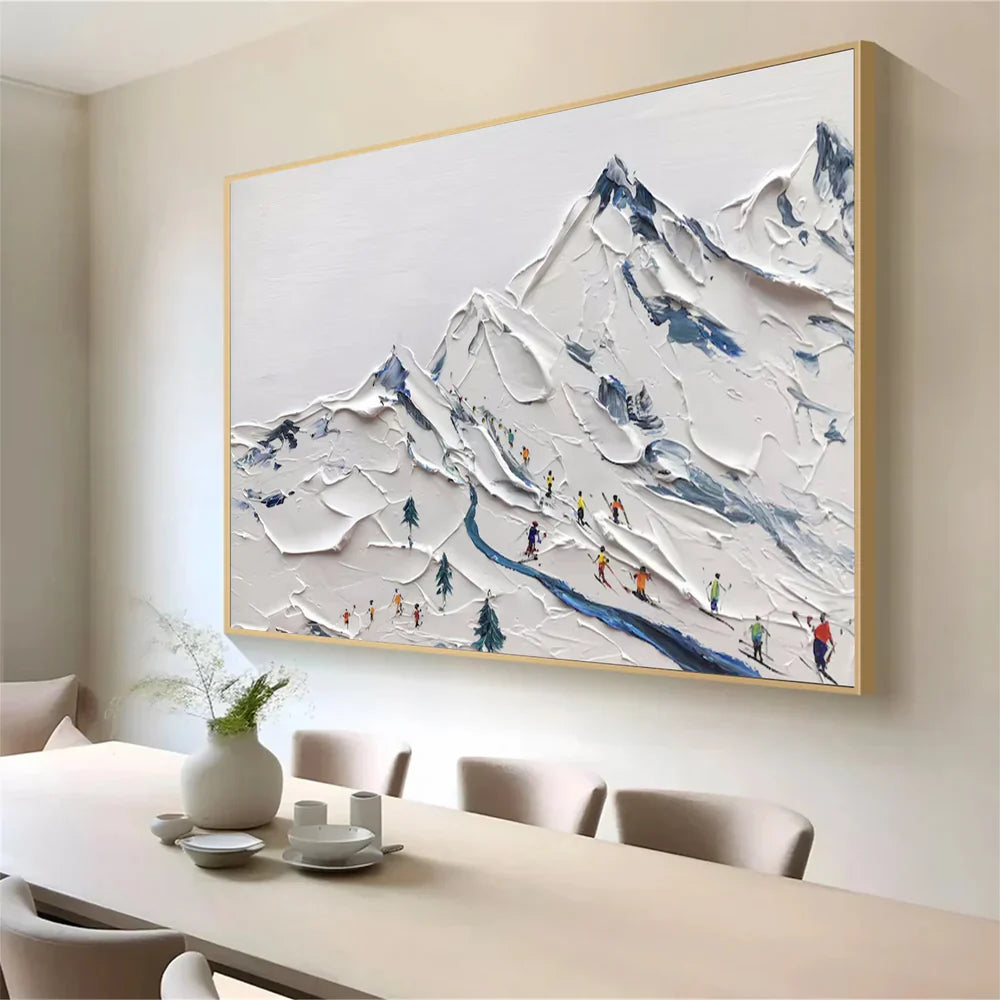 Skiing Sport Textured Canvas Painting #PB003