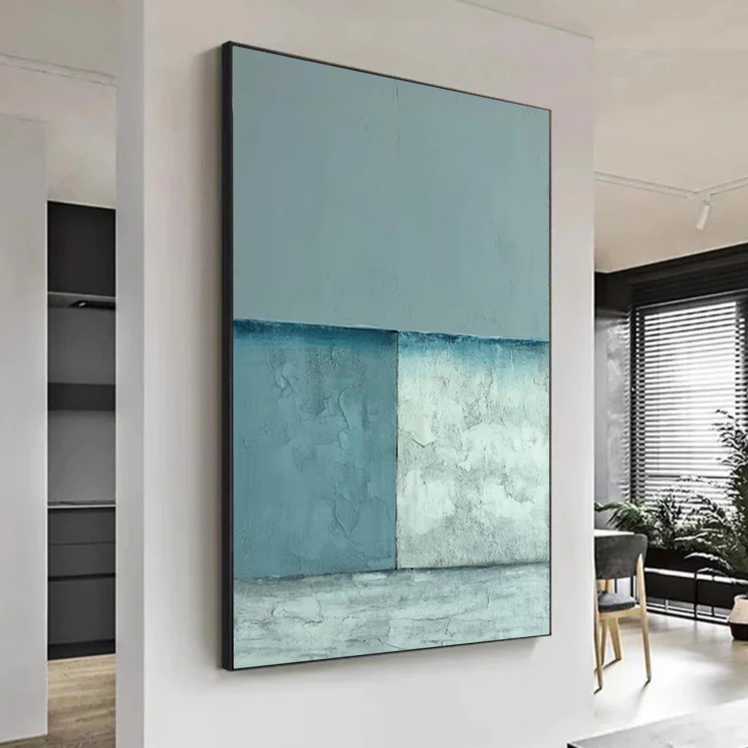 Blue and Green Minimalist Canvas Art #WM133
