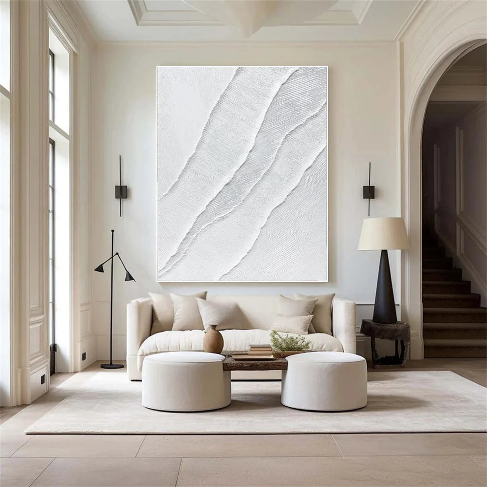 White Minimalist Textured Wall Art #WM068