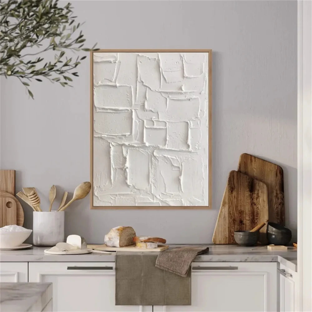 White Minimalist Textured Wall Art #WM051