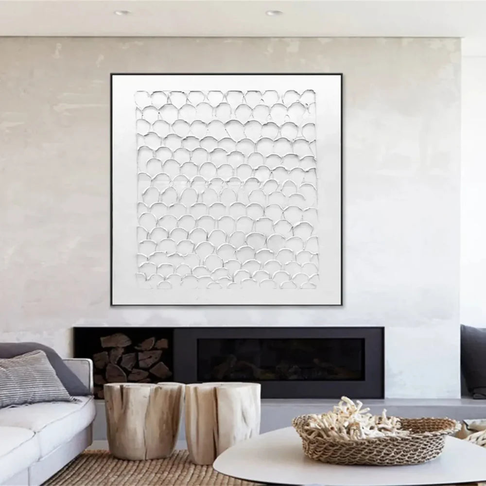 White Minimalist Textured Wall Art #WM064