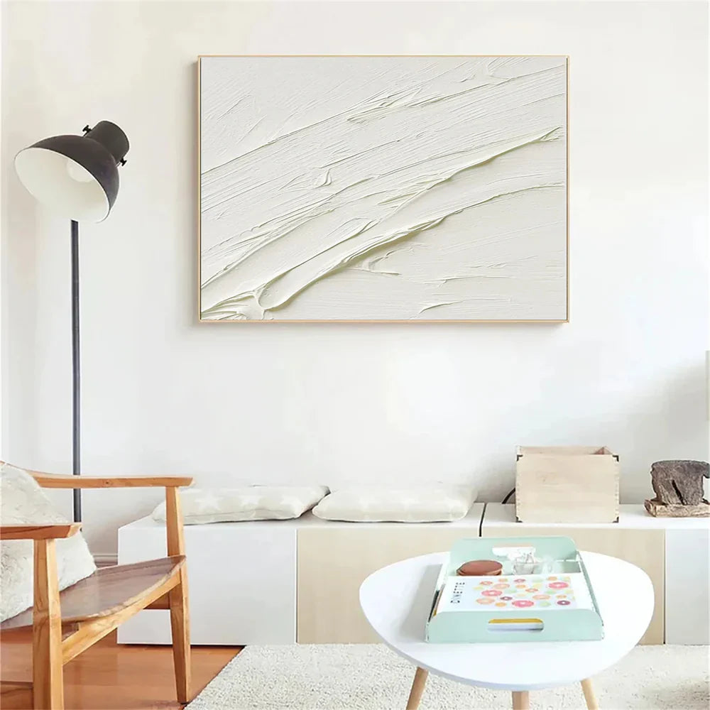 White Minimalist Textured Wall Art #WM031