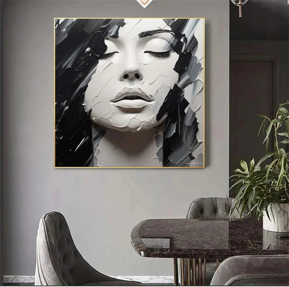 Abstract Portrait Textured Wall Art # LA005