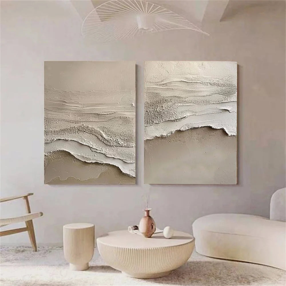 Minimalist Ocean And Sky Textured Canvas Art Set of 2 #OC003