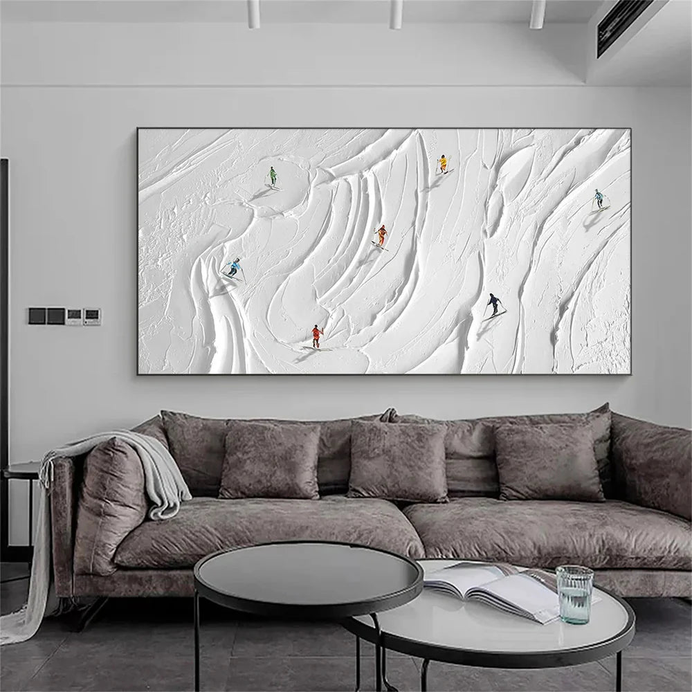 Skiing Sport Textured Canvas Painting #PB010