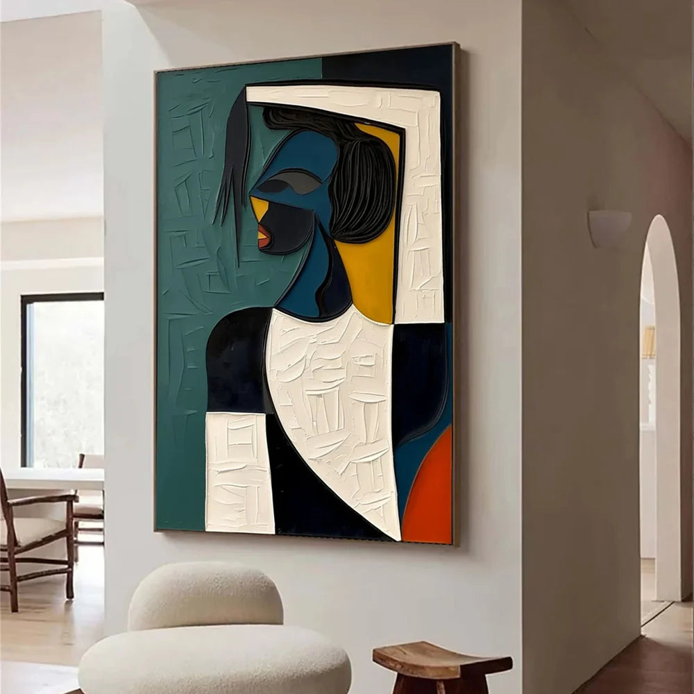 Abstract Portrait Textured Wall Art # LA003