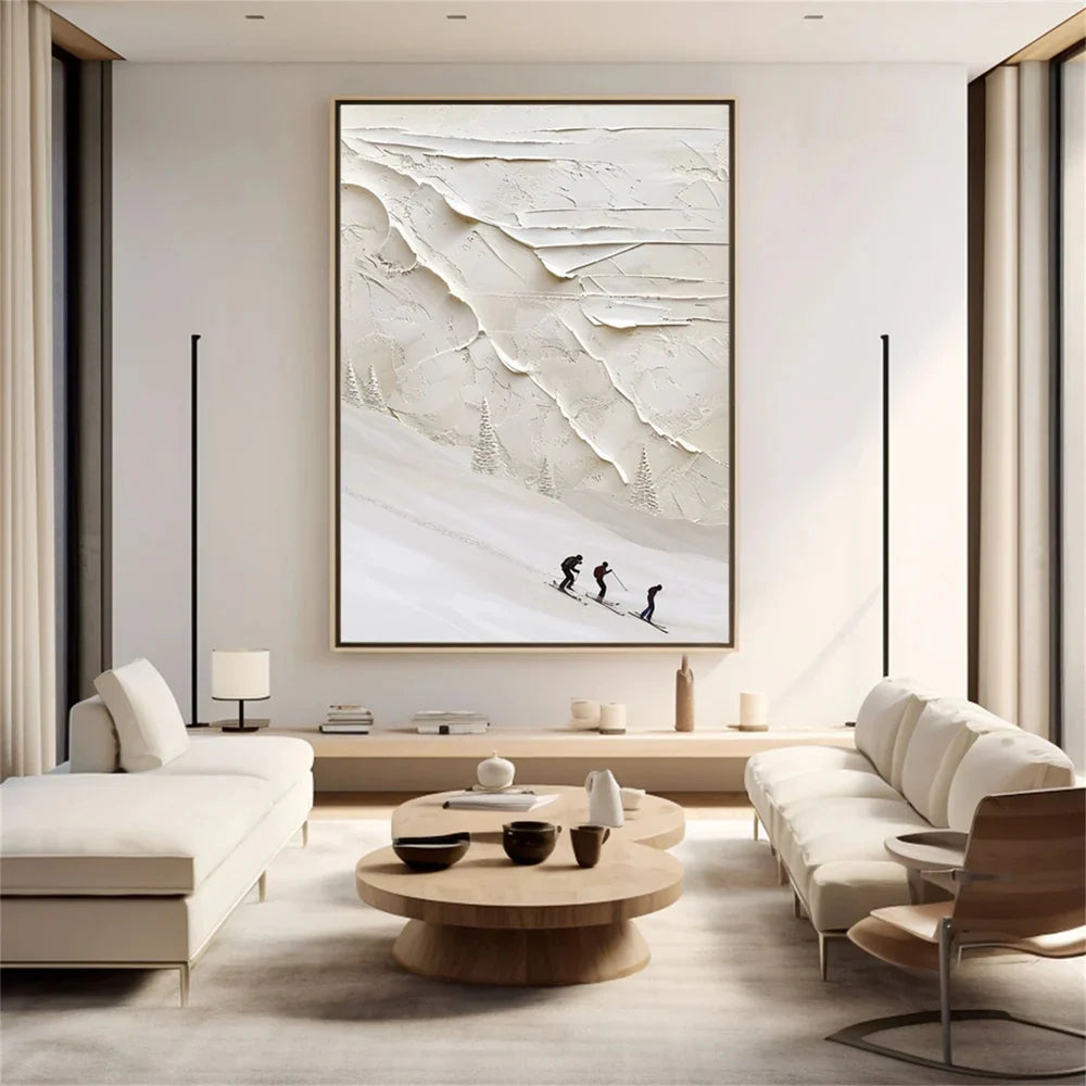 Skiing Sport Textured Canvas Painting #PB006