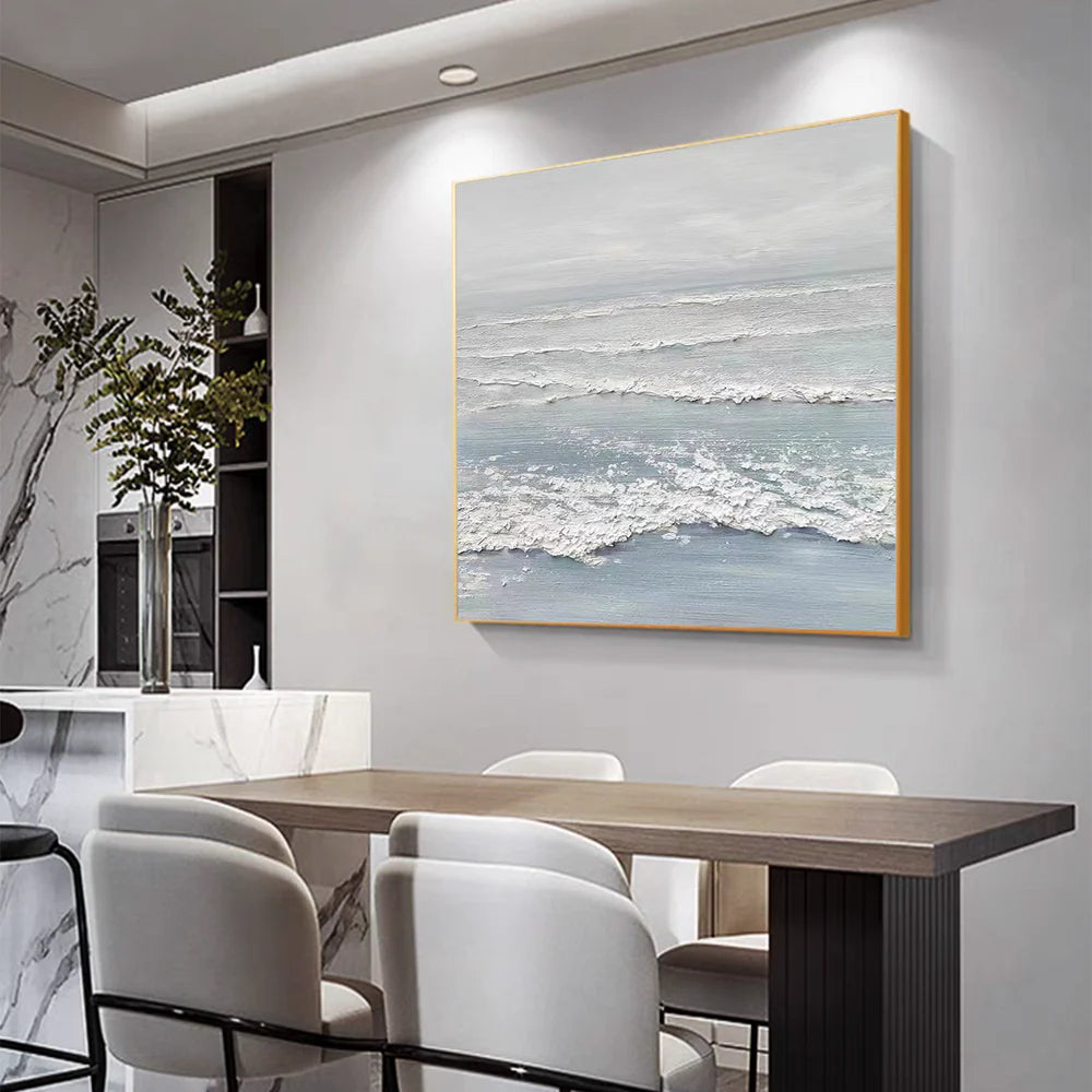Minimalist Ocean And Sky Textured Canvas Art #OC048