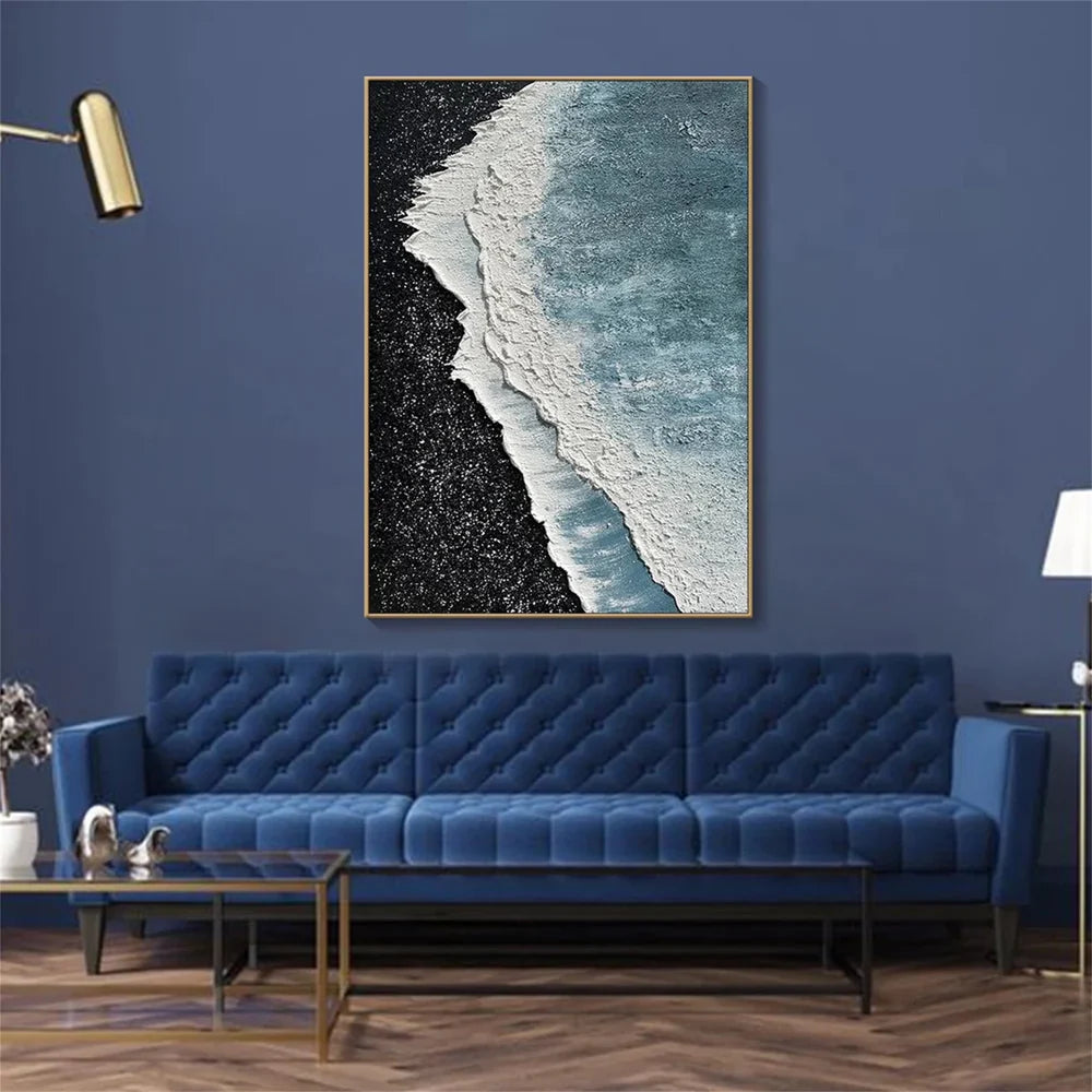 Abstract Ocean And Sky Textured Canvas Art #OC063