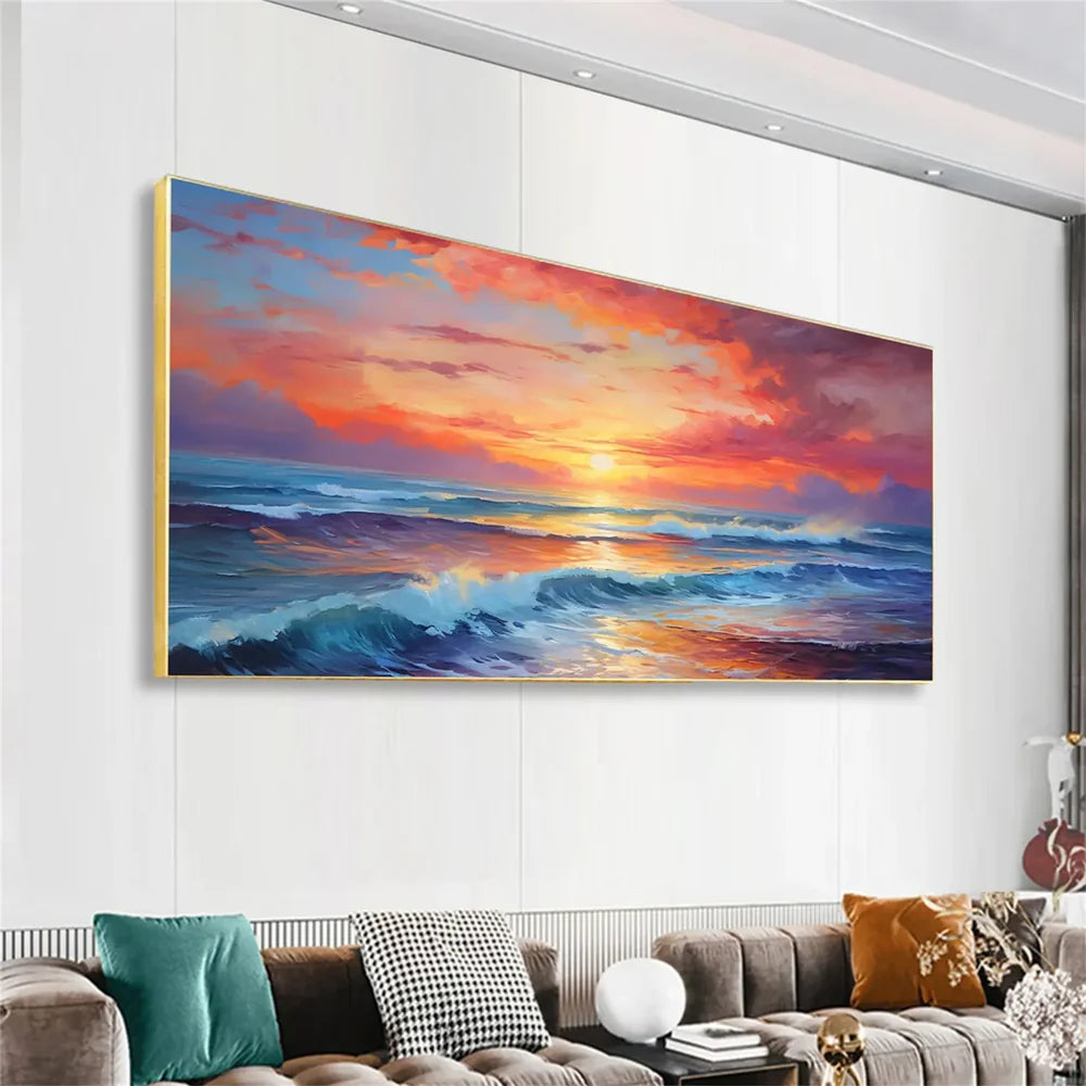 Colorful Abstract Ocean And Sky Canvas Art #OC065