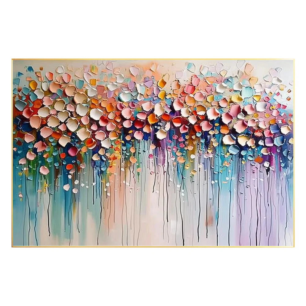 Colorful Abstract Flower And Tree Textured Canvas Art #MF036