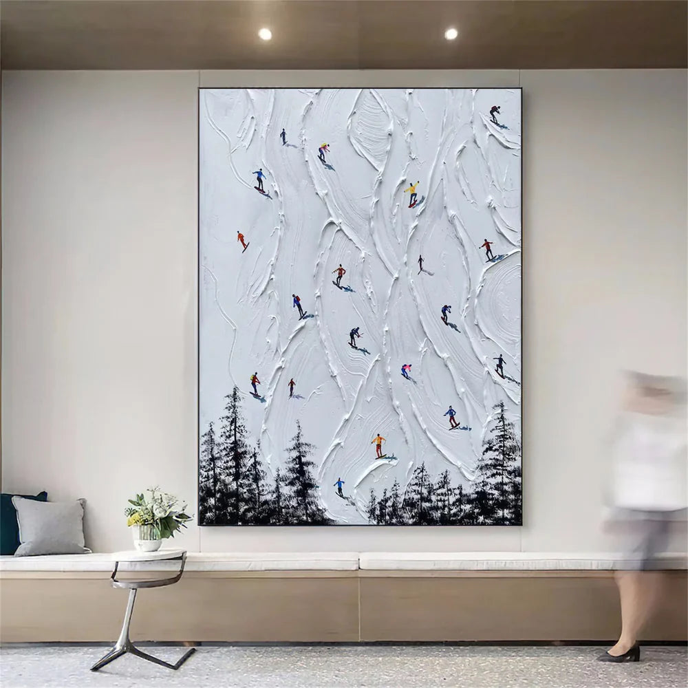 Skiing Sport Textured Canvas Painting #PB012