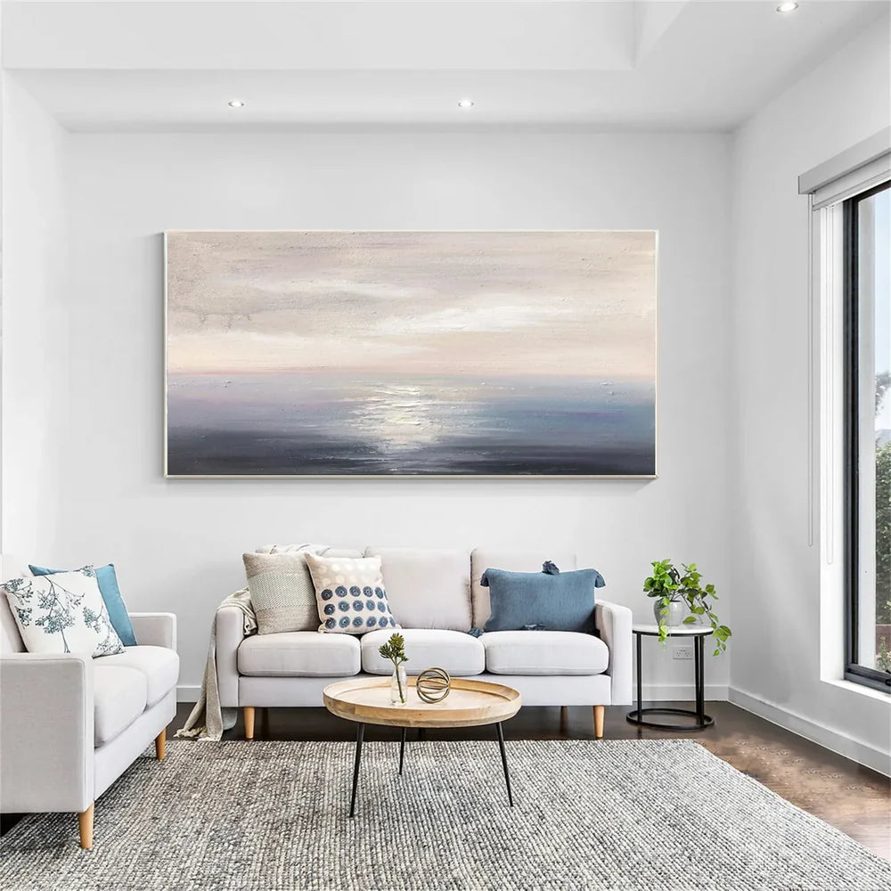 Abstract Ocean And Sky Textured Canvas Art #OC055