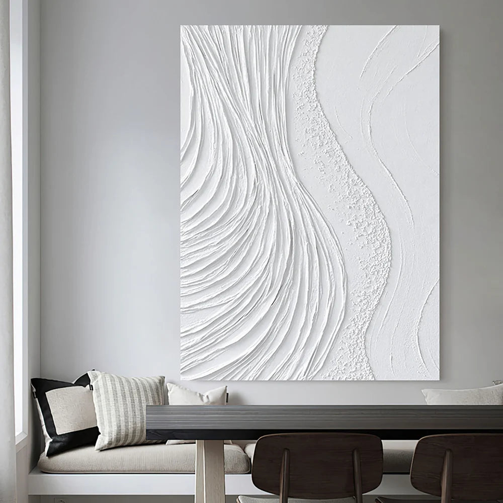 White Minimalist Textured Wall Art #WM005
