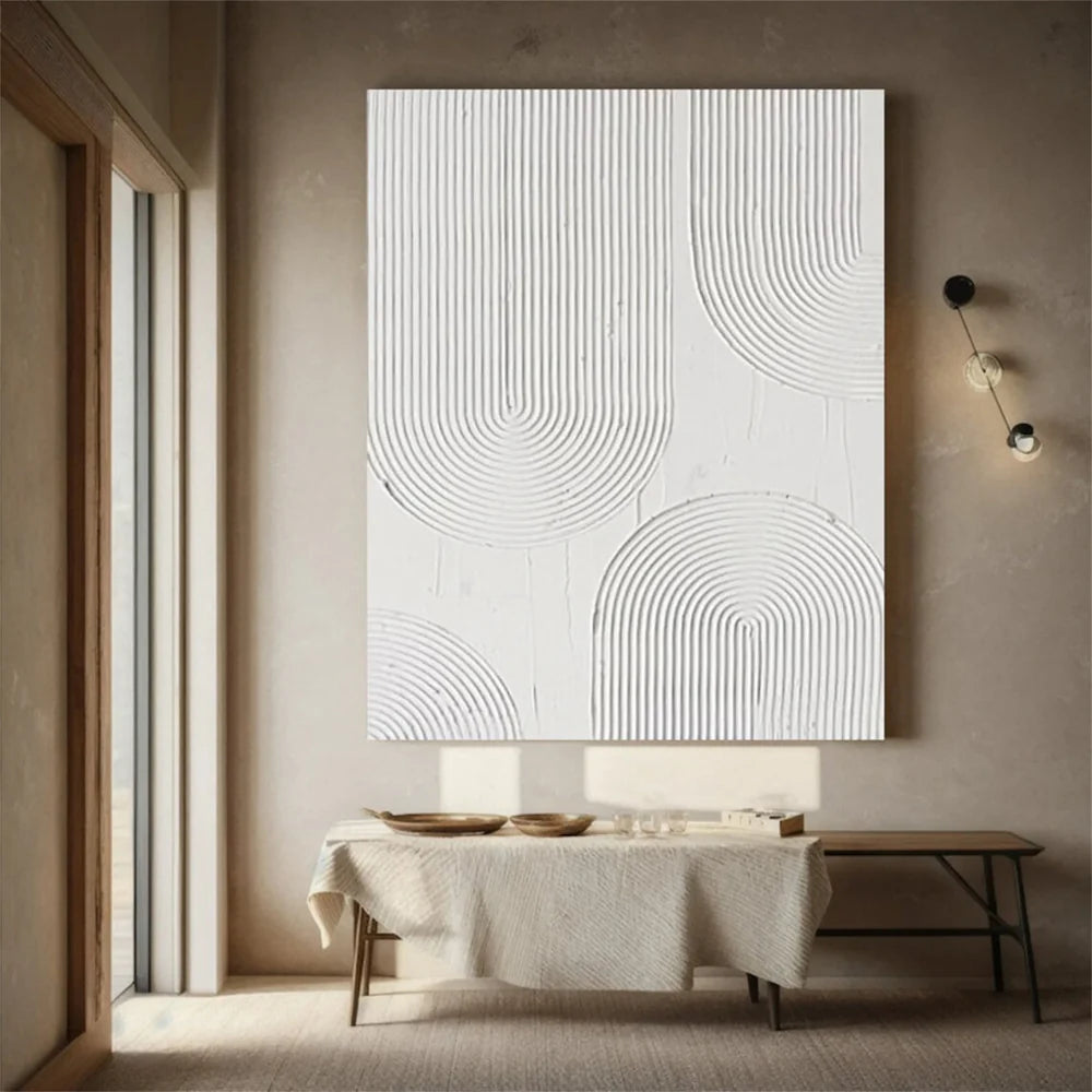White Minimalist Textured Wall Art #WM070