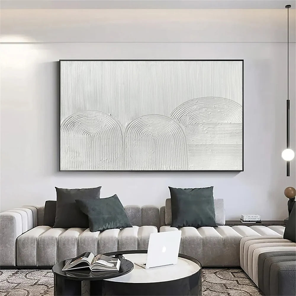 White Minimalist Textured Wall Art #WM062