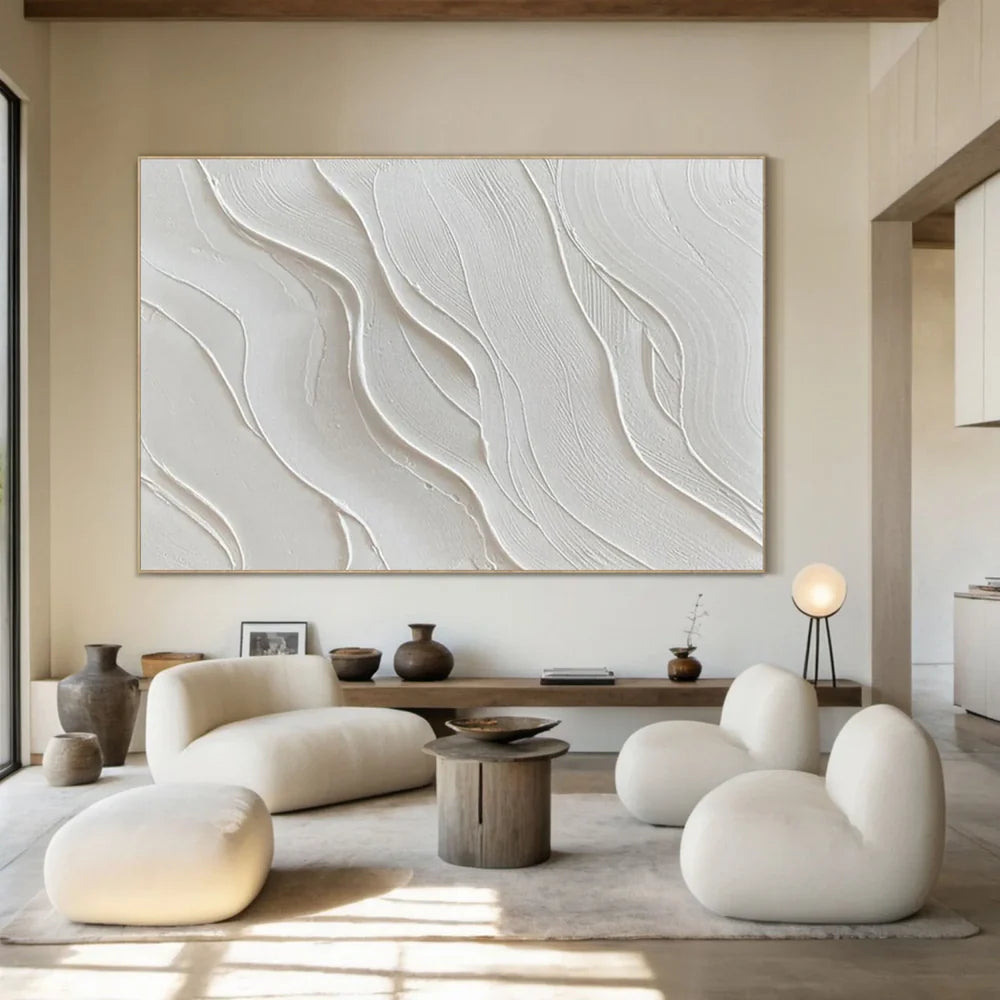 White Minimalist Textured Wall Art #WM021