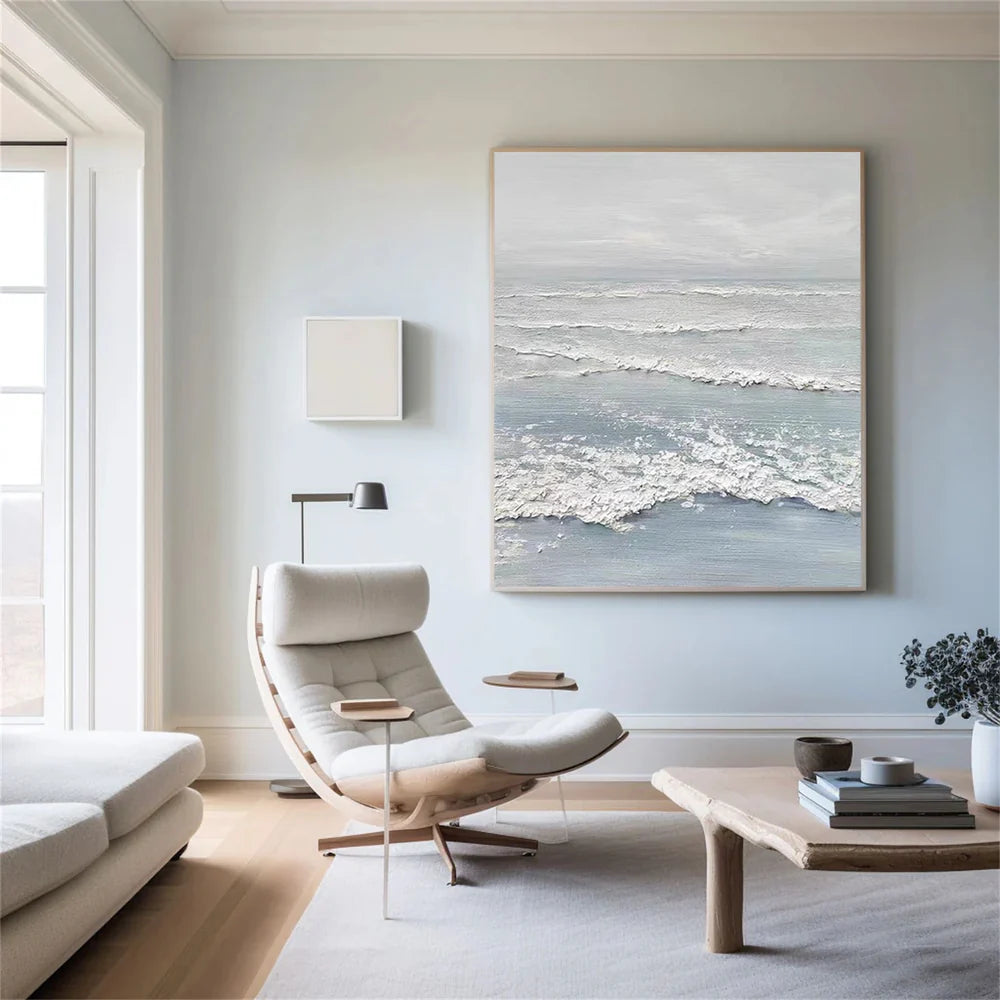 Minimalist Ocean And Sky Textured Canvas Art #OC046