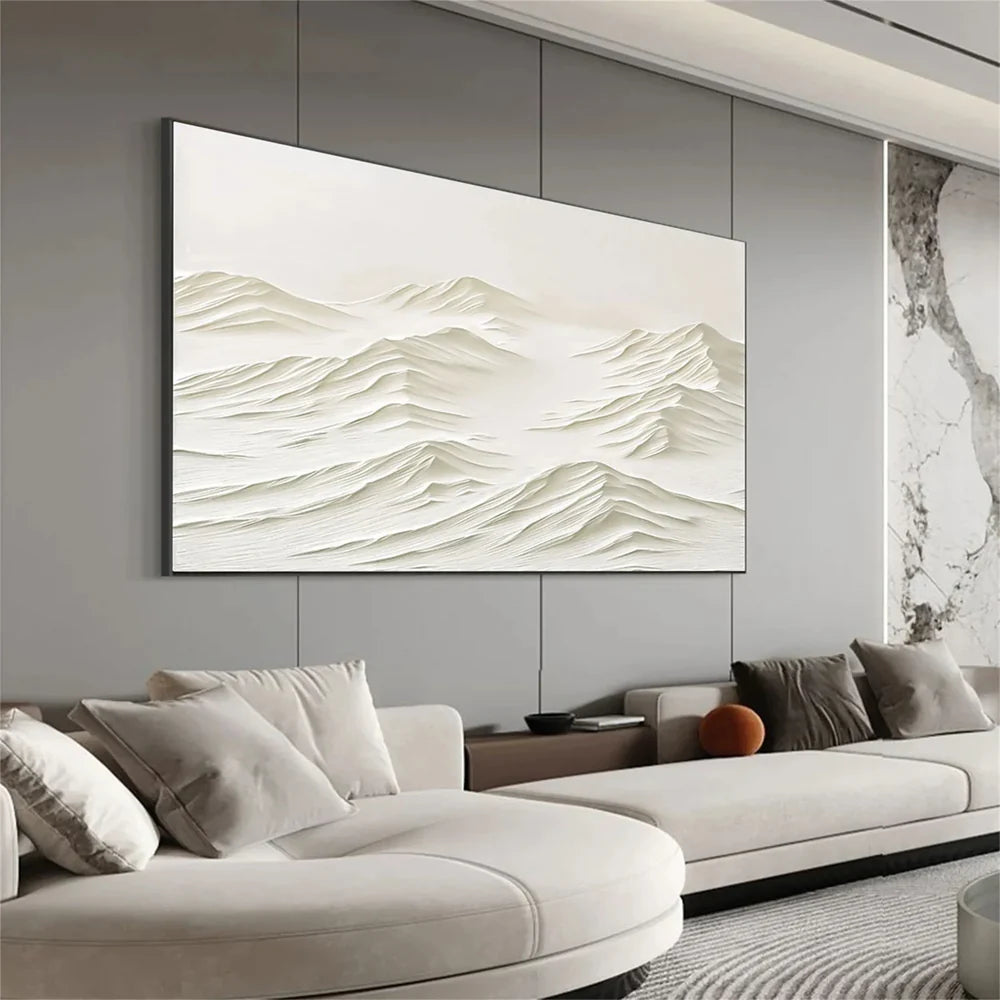 Beige Minimalist Mountain Textured Canvas Art #BT027