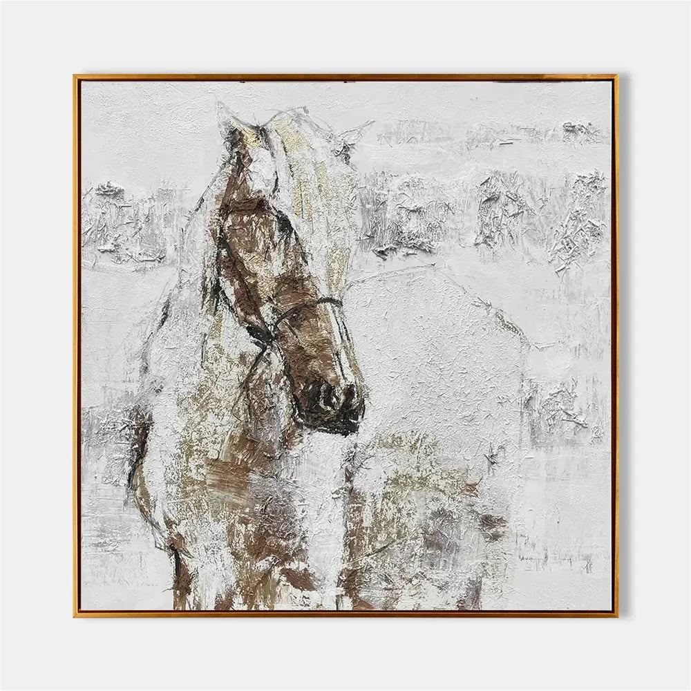 Abstract Animal Horse Textured Canvas Art #DW043