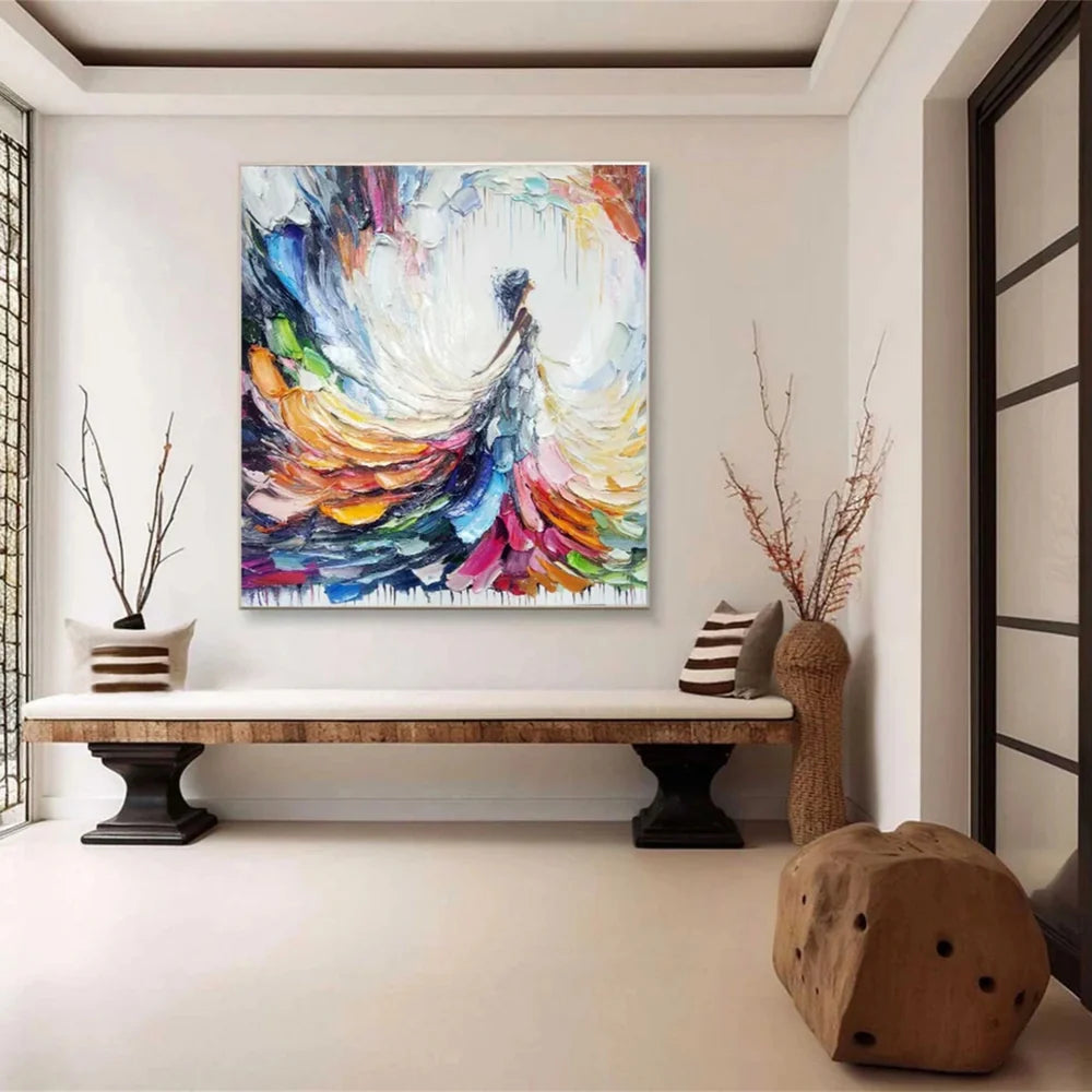 Colorful Abstract Portrait Textured Wall Art # LA014