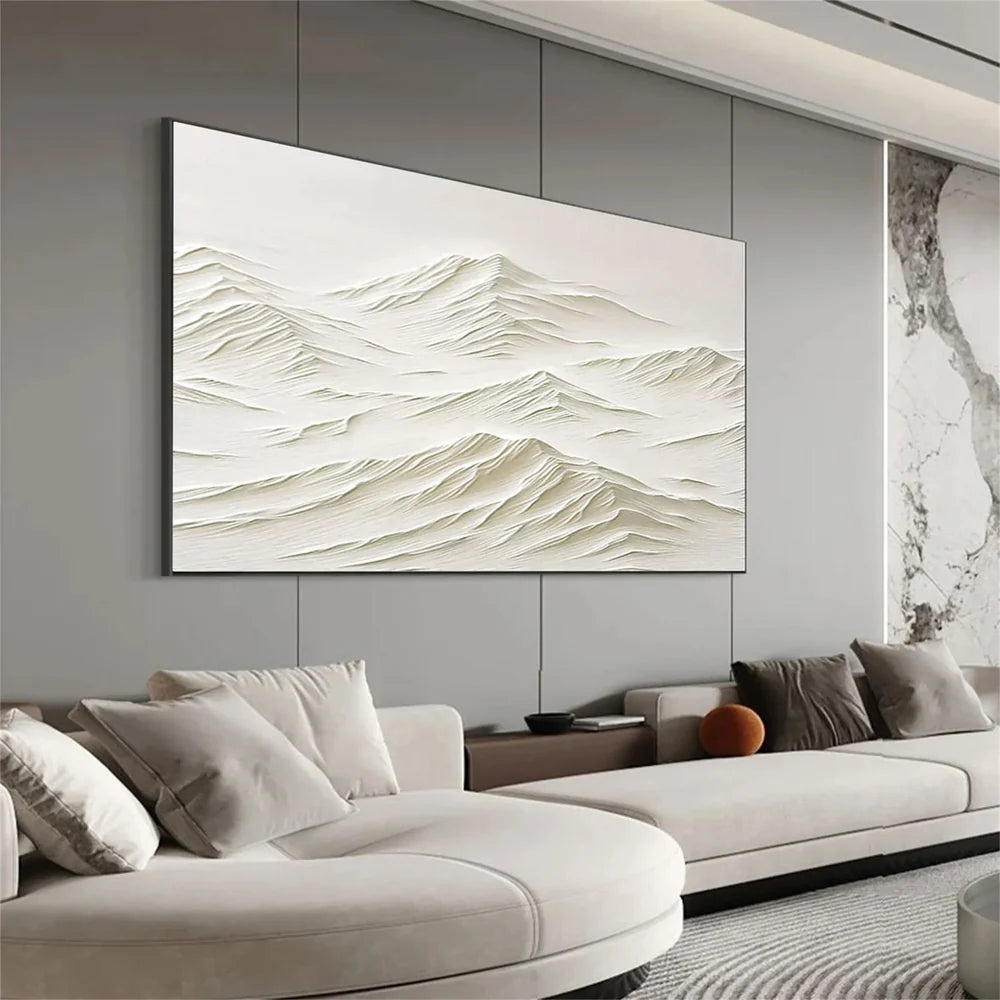 Beige Minimalist Mountain Textured Canvas Art #BT026