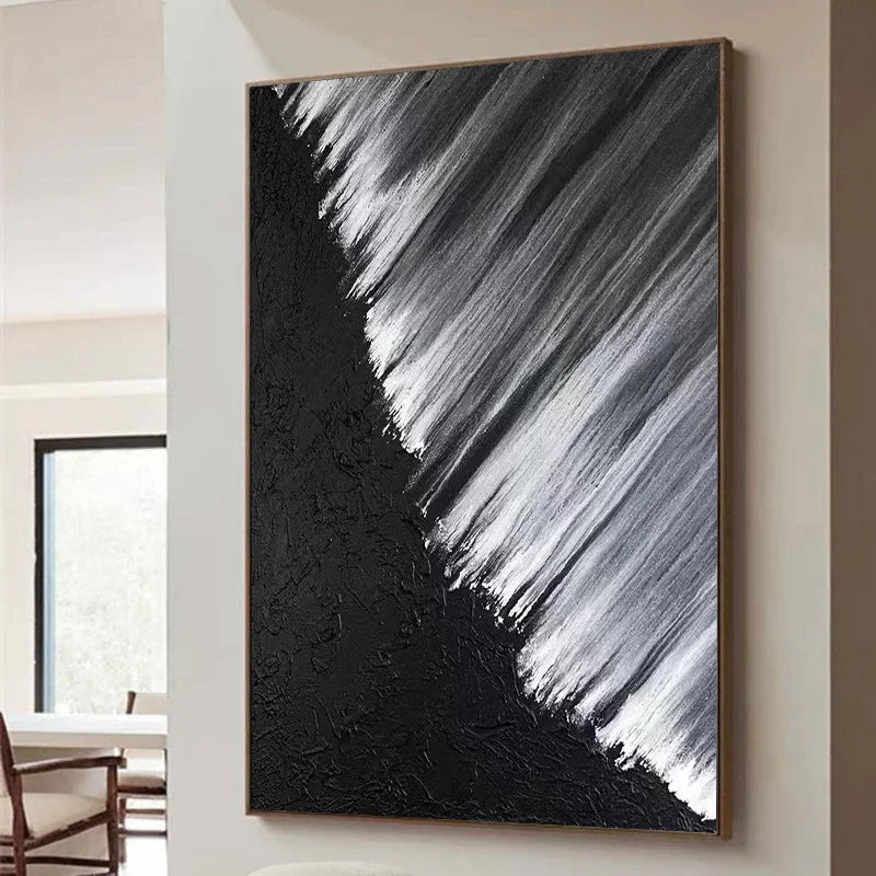 Black and White Minimalist Textured Canvas Art #WZ016